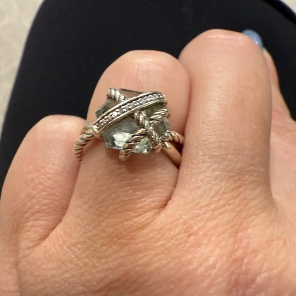 David Yurman CABLE WRAP RING in green amethyst (prasiolite) size 6 - Picture 2 of 9